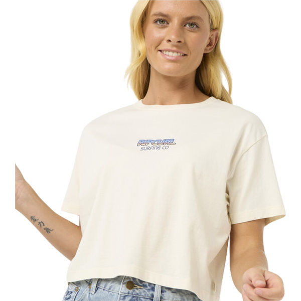 Rip Curl Mujer 2025 Camiseta Sun & Sea Crop Tee 0FBWTE - Bone